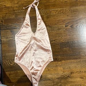 Silk halter top bodysuit